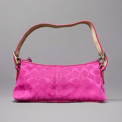 Coach Y2K Pink Hampton Signature East West Demi Baguette Shoulder Bag 6371 China